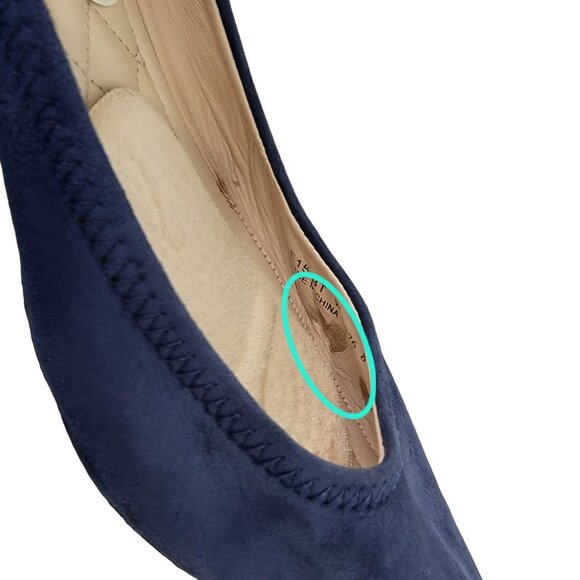 Cole Haan Leather Wedge Shoes Women 8.5 Blue Suede Loafer Slip On Cushioned 39 - Picture 14 of 16